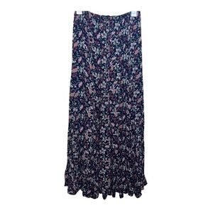 Mamie Ruth Long Floral Black and Pink Maxi Skirt Size Medium